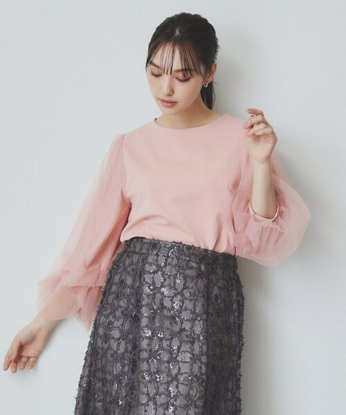 index / インデックス カットソー | ビジュー付きチュールバルーンスリーブトップス【洗濯機洗い可】 | 詳細9