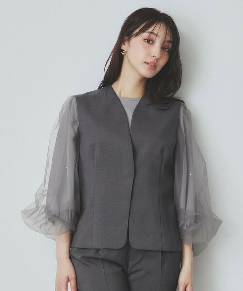 index / インデックス ベスト | ドライタッチストレッチノーカラージレ/セットアップ対応【洗濯機洗い可/イージーアイロン】 | 詳細11