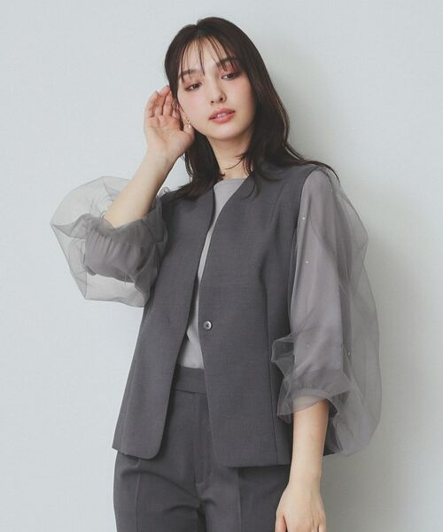 index / インデックス ベスト | ドライタッチストレッチノーカラージレ/セットアップ対応【洗濯機洗い可/イージーアイロン】 | 詳細12