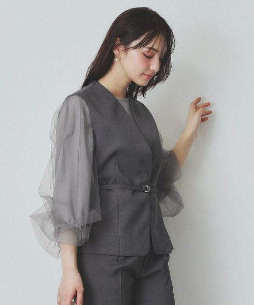 index / インデックス ベスト | ドライタッチストレッチノーカラージレ/セットアップ対応【洗濯機洗い可/イージーアイロン】 | 詳細8