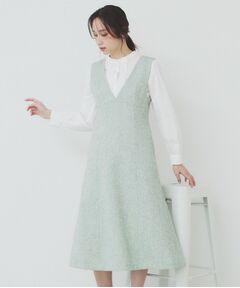 index / インデックス ミニ丈・ひざ丈ワンピース | サマーツイードジャンパースカート【洗濯機洗い可/イージーアイロン】