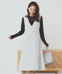 index / インデックス ミニ丈・ひざ丈ワンピース | サマーツイードジャンパースカート【洗濯機洗い可/イージーアイロン】
