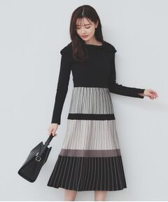 index / インデックス ロング・マキシ丈ワンピース | ランダムボーダーニットワンピース【洗濯機洗い可】