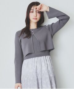 index / インデックス セットアップ | 《ツインセット》カーディガン×ニットドッキングワンピース【洗濯機洗い可】