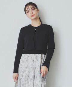 index / インデックス セットアップ | 《ツインセット》カーディガン×ニットドッキングワンピース【洗濯機洗い可】