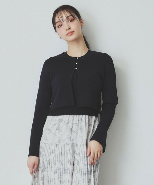 index/インデックス 《ツインセット》カーディガン×ニットドッキングワンピース【洗濯機洗い可】 ネイビー(594) 40(L) index/インデックス 《ツインセット》カーディガン×ニットドッキングワンピース【洗濯機洗い可】 ネイビー(594) 40(L)