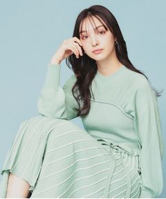 index / インデックス ミニ丈・ひざ丈ワンピース | ビスチェライクバイカラーニットワンピース【洗濯機洗い可】