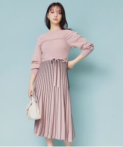 index / インデックス ミニ丈・ひざ丈ワンピース | ビスチェライクバイカラーニットワンピース【洗濯機洗い可】