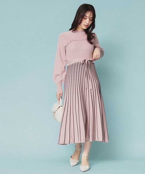 index / インデックス ミニ丈・ひざ丈ワンピース | ビスチェライクバイカラーニットワンピース【洗濯機洗い可】 | 詳細10