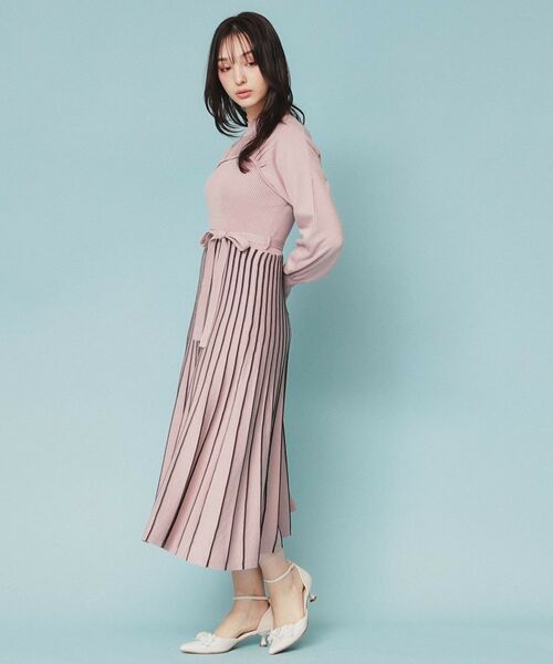 index / インデックス ミニ丈・ひざ丈ワンピース | ビスチェライクバイカラーニットワンピース【洗濯機洗い可】 | 詳細11