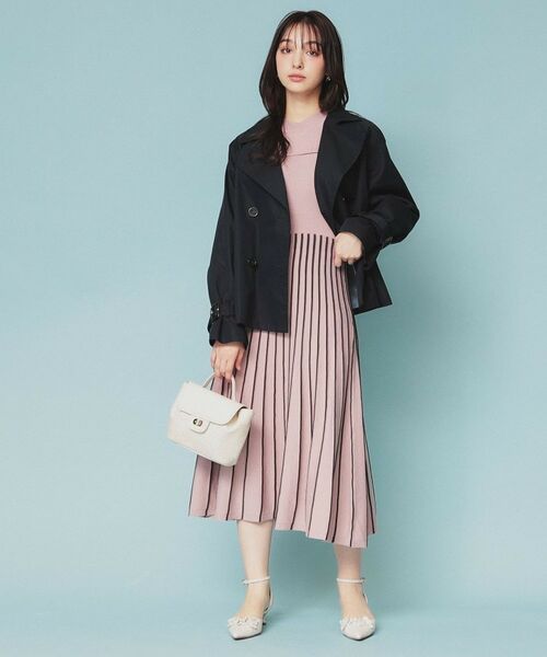 index / インデックス ミニ丈・ひざ丈ワンピース | ビスチェライクバイカラーニットワンピース【洗濯機洗い可】 | 詳細12