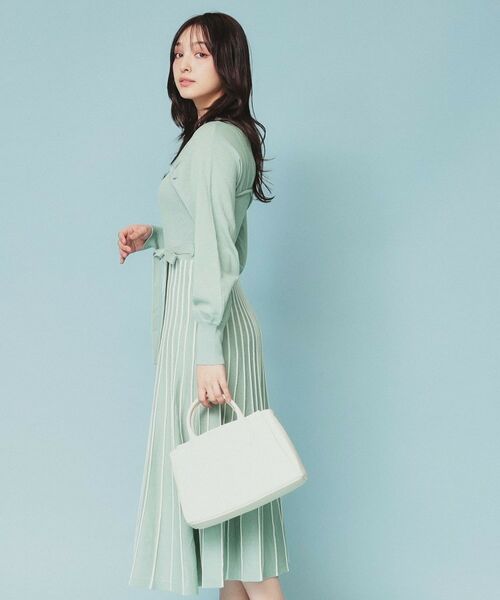 index / インデックス ミニ丈・ひざ丈ワンピース | ビスチェライクバイカラーニットワンピース【洗濯機洗い可】 | 詳細15