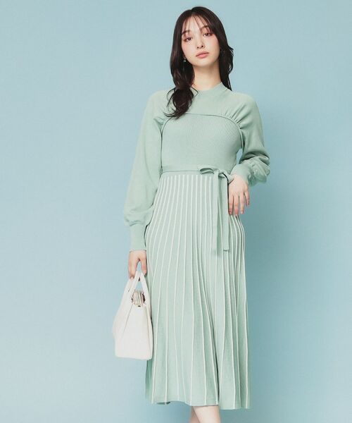 index / インデックス ミニ丈・ひざ丈ワンピース | ビスチェライクバイカラーニットワンピース【洗濯機洗い可】 | 詳細17