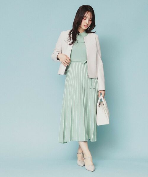 index / インデックス ミニ丈・ひざ丈ワンピース | ビスチェライクバイカラーニットワンピース【洗濯機洗い可】 | 詳細19