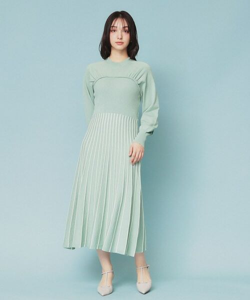 index / インデックス ミニ丈・ひざ丈ワンピース | ビスチェライクバイカラーニットワンピース【洗濯機洗い可】 | 詳細20