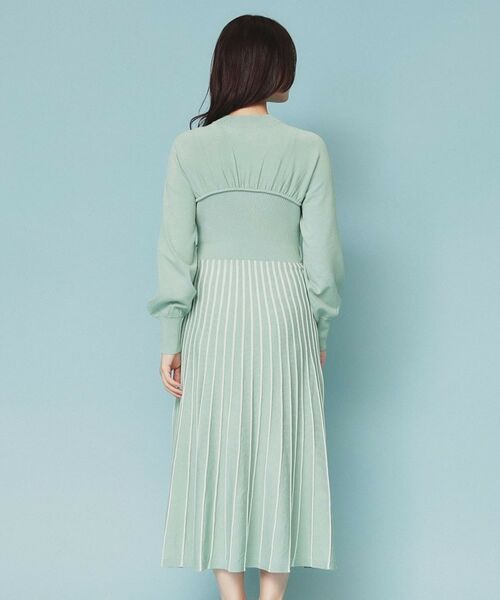 index / インデックス ミニ丈・ひざ丈ワンピース | ビスチェライクバイカラーニットワンピース【洗濯機洗い可】 | 詳細24