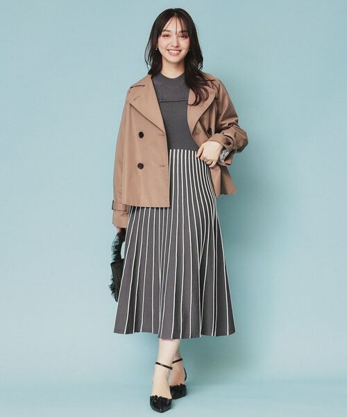 index / インデックス ミニ丈・ひざ丈ワンピース | ビスチェライクバイカラーニットワンピース【洗濯機洗い可】 | 詳細5