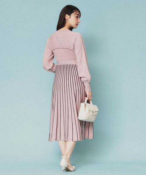 index / インデックス ミニ丈・ひざ丈ワンピース | ビスチェライクバイカラーニットワンピース【洗濯機洗い可】 | 詳細7