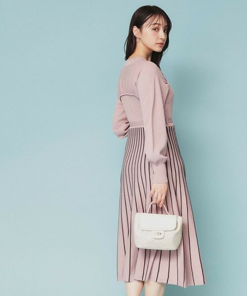 index / インデックス ミニ丈・ひざ丈ワンピース | ビスチェライクバイカラーニットワンピース【洗濯機洗い可】 | 詳細8