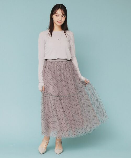 index / インデックス スカート | ドットチュールティアードスカート【洗濯機洗い可】 | 詳細8