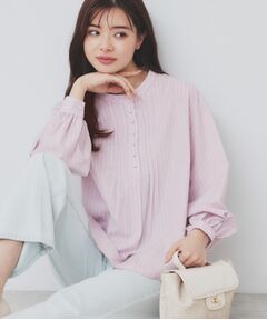 index / インデックス シャツ・ブラウス | 《6color》ラメラインバンドカラーシャツ【洗濯機洗い可/イージーアイロン/防シワ】