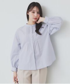 index / インデックス シャツ・ブラウス | 《6color》ラメラインバンドカラーシャツ【洗濯機洗い可/イージーアイロン/防シワ】