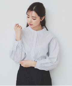 index / インデックス シャツ・ブラウス | 《6color》ラメラインバンドカラーシャツ【洗濯機洗い可/イージーアイロン/防シワ】