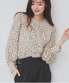 index / インデックス シャツ・ブラウス | ボウタイプリーツスリーブ柄アソートブラウス【洗濯機可・イージーアイロン】