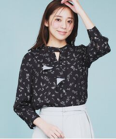 index / インデックス シャツ・ブラウス | フラワーフリルボウタイブラウス【洗濯機洗い可】