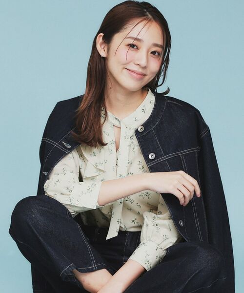 index / インデックス シャツ・ブラウス | フラワーフリルボウタイブラウス【洗濯機洗い可】 | 詳細1