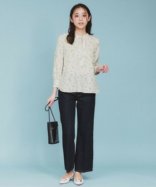 index / インデックス シャツ・ブラウス | フラワーフリルボウタイブラウス【洗濯機洗い可】 | 詳細3