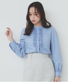 index / インデックス シャツ・ブラウス | 《andGIRL掲載》フリルバンドカラーシャツ【洗濯機洗い可】