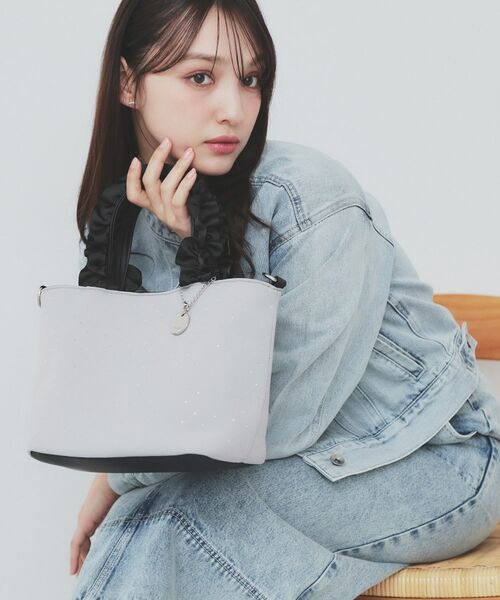 index / インデックス トートバッグ | 【2WAY】ラインストーン持ち手フリルバッグ | 詳細2