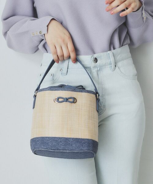 index/インデックス 【2WAY】リボンモチーフ付きバケツ型バッグ ブルー(092) 00 index/インデックス 【2WAY】リボンモチーフ付きバケツ型バッグ ブルー(092) 00