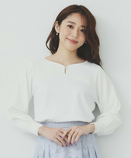 index / インデックス ニット・セーター | パーツ付きハートネックニットトップス【洗濯機洗い可】(オフホワイト(003))