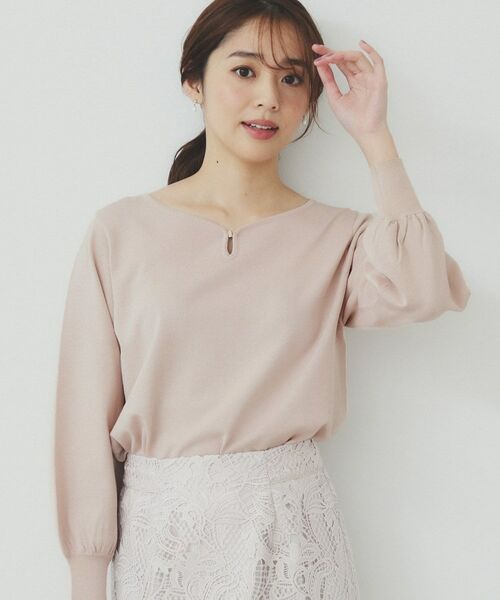 index / インデックス ニット・セーター | パーツ付きハートネックニットトップス【洗濯機洗い可】(ピンクベージュ(053))