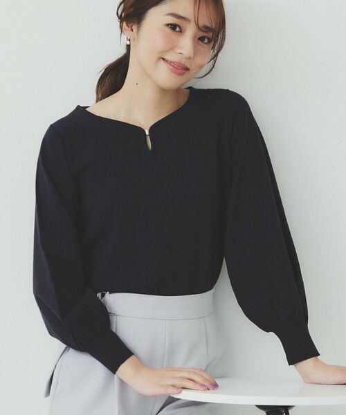 index / インデックス ニット・セーター | パーツ付きハートネックニットトップス【洗濯機洗い可】(ネイビー(094))