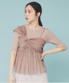 index / インデックス ニット・セーター | 《ツインセット》アシメチュールキャミ×ラメリブニット【洗濯機洗い可】