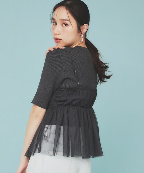 index / インデックス ニット・セーター | 《ツインセット》アシメチュールキャミ×ラメリブニット【洗濯機洗い可】 | 詳細1
