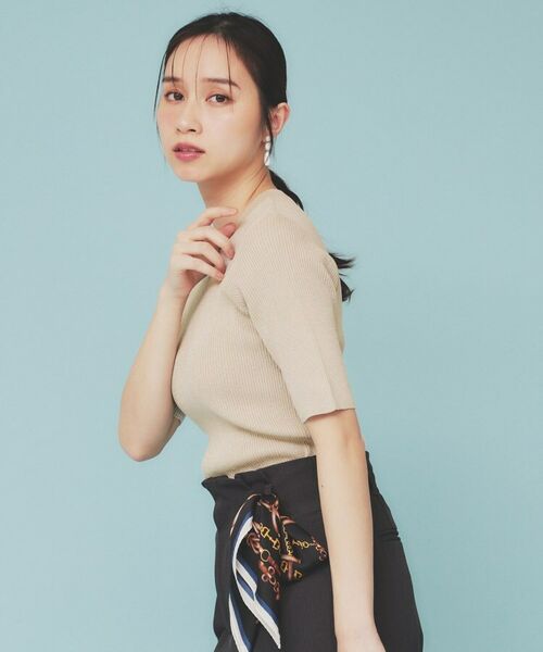 index / インデックス ニット・セーター | 《ツインセット》アシメチュールキャミ×ラメリブニット【洗濯機洗い可】 | 詳細10