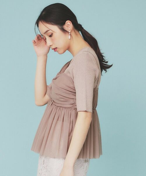 index / インデックス ニット・セーター | 《ツインセット》アシメチュールキャミ×ラメリブニット【洗濯機洗い可】 | 詳細13