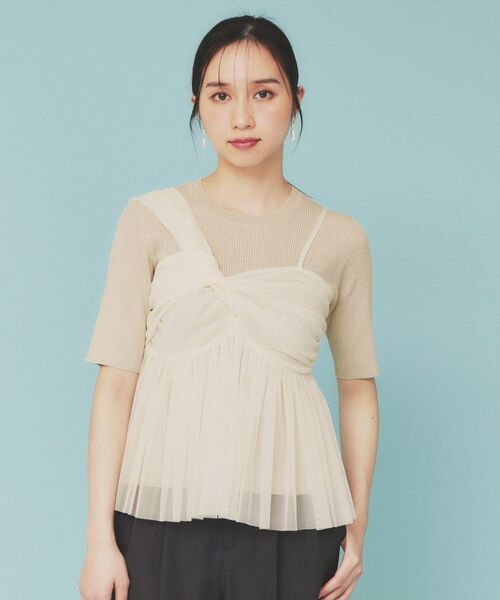index / インデックス ニット・セーター | 《ツインセット》アシメチュールキャミ×ラメリブニット【洗濯機洗い可】 | 詳細19