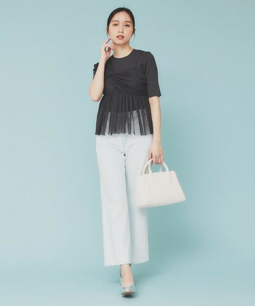 index / インデックス ニット・セーター | 《ツインセット》アシメチュールキャミ×ラメリブニット【洗濯機洗い可】 | 詳細2