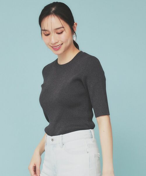 index / インデックス ニット・セーター | 《ツインセット》アシメチュールキャミ×ラメリブニット【洗濯機洗い可】 | 詳細4