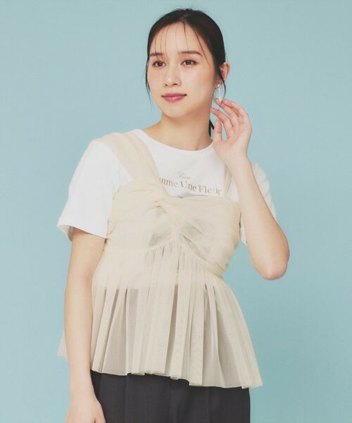 index / インデックス ニット・セーター | 《ツインセット》アシメチュールキャミ×ラメリブニット【洗濯機洗い可】 | 詳細7