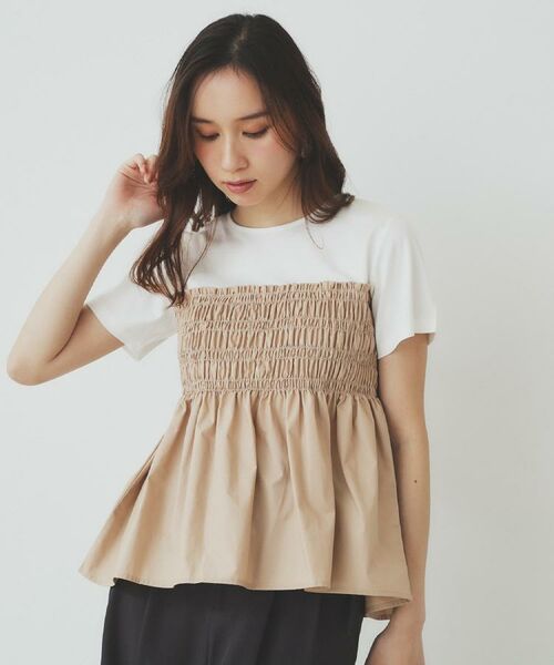 index / インデックス カットソー | シャーリングドッキングペプラムトップス【洗濯機洗い可】 | 詳細11