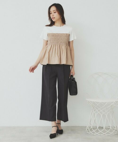 index / インデックス カットソー | シャーリングドッキングペプラムトップス【洗濯機洗い可】 | 詳細13