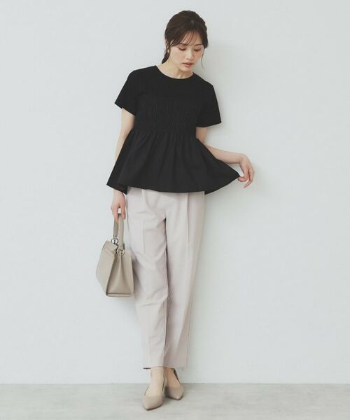 index / インデックス カットソー | シャーリングドッキングペプラムトップス【洗濯機洗い可】 | 詳細4