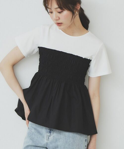 index / インデックス カットソー | シャーリングドッキングペプラムトップス【洗濯機洗い可】 | 詳細7
