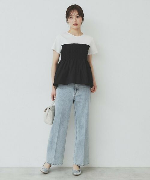 index / インデックス カットソー | シャーリングドッキングペプラムトップス【洗濯機洗い可】 | 詳細8